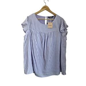 Bloomchic Ruffle Sleeve Blouse Plus Size 18/20 Lavender Preppy Top